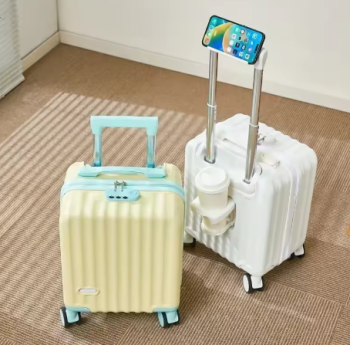 L364 Fashion14-Inch Unisex PC Trolley Travel Suitcases ABS Mini Boarding Carry-On Cases Small Hand With Cup Holder Phone Holder