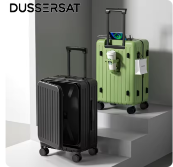 P1617 2025 New Large Capacity Luggage Suitcase Cup Holder USB Charging Men Women Girl Carry-On Boarding Luggage Travel 20/24/26 inch