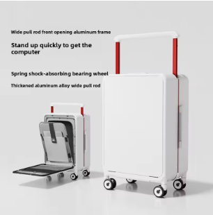 TH025 Suitcase on Wheels Front Opening Boarding Case Laptop Trolley Case 20"24 Inch ABS+PC Women's Large Capacity Luggage
