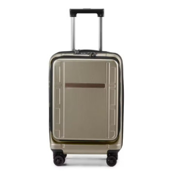 P1352 22 X 14 X 9 Airline Approved, ABS+PC 20 Inch Luggage with Front Compartment, Double Spinner Wheels, TSA Lock，Khaki Color