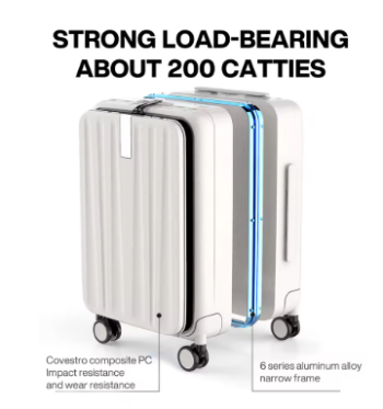 Pi1228 Hanke Innovative Design 20" Carry On Suitcase 24" Travel Luggage Aesthetic Narrow Aluminum Frame PC Hardside Spinner Wheel