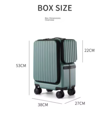 P1370 20'' Cabin Suitcase Boarding Box Double Opening Aluminium Frame Luggage Laptop Layer Documents Layer Double TSA Lock USB Port