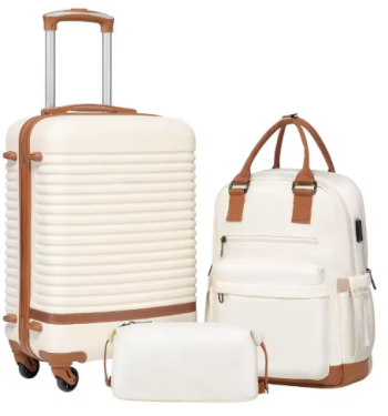 L373 Suitcase Set 3 Piece Luggage Set Carry On Travel Luggage TSA Lock Spinner Wheels Hardshell Lightweight Luggage Set(White