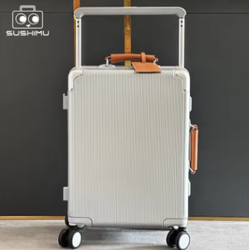 Pi1252 sushimu Suitcase Wide Handle Travel Suitcase Men 20 24 Carry-On Luggage Women PC Aluminum Frame Trolley Case