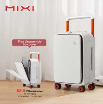 Pi1255 Mixi 2024 New Design Wide Handle Suitcase Men Carry-On Luggage Women Travel Trolley Case 20 Inch Cabin PC Aluminum Frame M9275