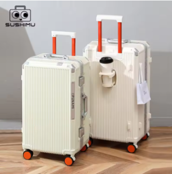 L416 Suitcase Wide Handle Travel Suitcase Men 20 24 26 Carry-On Luggage Women PC Aluminum Frame Trolley Case