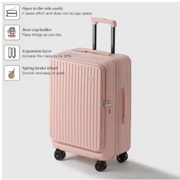 P1395 Expandable Hard-Side Trolley Luggage Set with Side Opening - Carry-On & Checked Suitcases, Anti-Shock & Password Lock