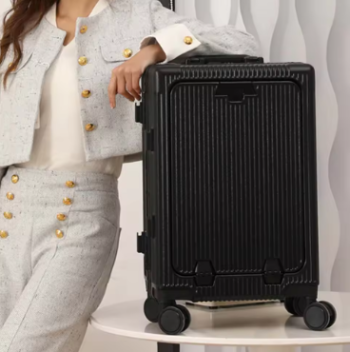 P1423 20 Inch Rolling Trolley Case Front Opening Cabin Suitcase Spinner Wheel USB Charging Travel Luggage With TSA Lock For Men Women