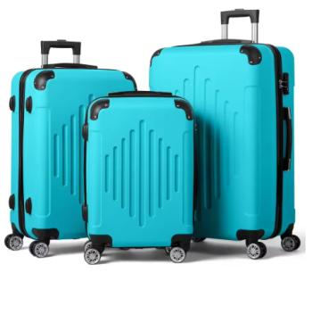 P1343 Set 3 Piece Suitcase Sets with TSA Lock Moulded Corner 4 Spinner Wheels, ABS Hardside Trolley Travel Case for Carry