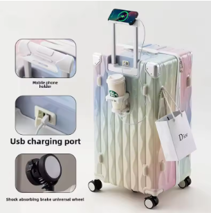 TH011 COLENARA Luggage Travel Bag USB Charging Trolley Case Multifunctional Password Box 24"26"28 Inch ABS+PC Rolling Suitcase