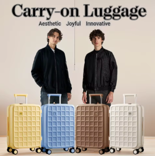 TH016 AJI Suitcases On Wheels Waffle-Pattern Men Carry-On Luggage Women Travel Trolley Case 20/24/26 Inch Suitcase Travel Luggage