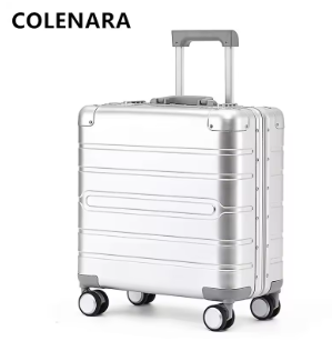 TH018 COLENARA Men's Luggage Small Boarding Box Full Aluminum Magnesium Alloy 18 Inch Trolley Case Business Handheld Travel Suitcase