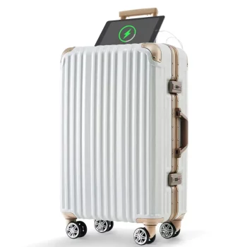 G0888 Aluminum alloy frame carry-on suitcase with USB charging port, suitable for business travel and beach travel