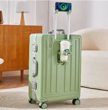 L430 SUSHIMU Multifunctional suitcases with charging function, aluminum frame trolley suitcases, leather suitcases equipped