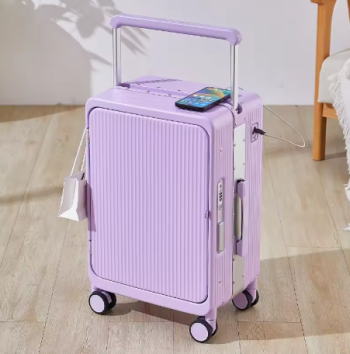 L514 COLENARA 20"25Inch Cabin Luggage Aluminum Frame Trolley Case Front Opening Laptop Boarding Case USB Charging Carry on Luggage