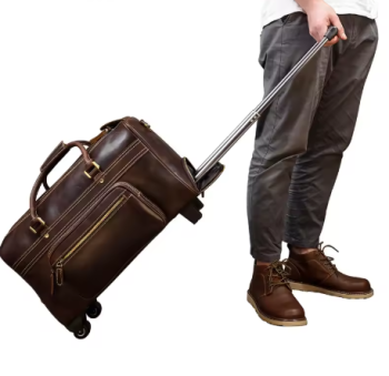 Pi1366 KLQDZMS 22" Inch Large Capacity Suitcase 22 Inches Men's Leather Trolley Bag Cart Type Travel Bag Universal Wheel Luggage