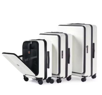 Pi1367 Luggage with front opening TSA approved lock hardshell suitcase White