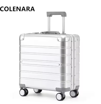 P1399 COLENARA Men's Luggage Small Boarding Box Full Aluminum Magnesium Alloy 18 Inch Trolley Case Business Handheld Travel Suitcase