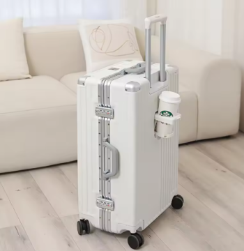Pi1370 SUSHIMU Carry On Luggage with Cup Phone Holder Hard Shell Rolling Travel Suitcase with Spinner Wheels 20 24 26 Inch