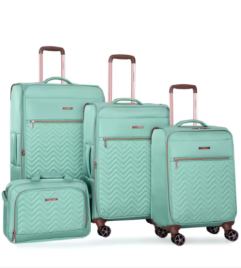 L368 Travelhouse 4 Piece Luggage Set Softside Expandable Lightweight Suitcase with Double Spinner Wheels
