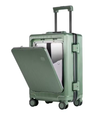 P1501 20 22 24 Front Opening Rolling Luggage Travel Suitcase Aluminum Frame Trolley Case Unisex Multifunctional Trunk with Cup Holder