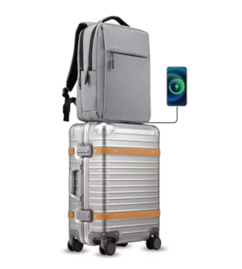 Pi1269 LUGGEX All Aluminum Carry On Luggage with USB Port - Hard Shell Zipperless Luggage with Wheels - Retro Meets Tech Travel