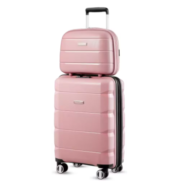 P1404 2pcs LUGGEX Carry on Luggage with Spinner Wheels, Lightweight Suitcase 2 Piece, Expandable (Pink, 14/20)