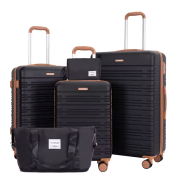 L377 Luggage sets 5 Pieces,Hardshell Suitcase set with Double Spinner Wheel,Travel Case with TSA Lock and Weekend Duffle Bag