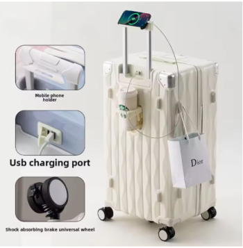 P1445 COLENARA Luggage Travel Bag USB Charging Trolley Case Multifunctional Password Box 24"26"28 Inch ABS+PC Rolling Suitcase