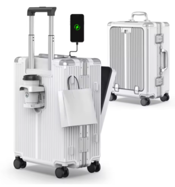 Pi1274 Airline Approved 22 inch Carry On Luggage,Aluminum Framed Carry On Suitcase with Front Open Laptop Compartment/Pocket