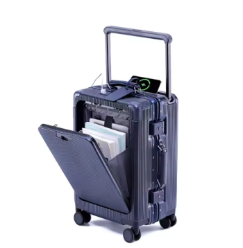 P1448 COLENARA 20"24"26Inch USB Charging Luggage Front Opening Laptop Boarding Case ABS + PC Trolley Case Women's Rolling Suitcase