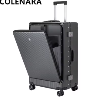 P1449 COLENARA USB Charging Suitcase Zipper Boarding Box Aluminum Frame Trolley Case 20"24"26 Inch Multi-function Front Luggage