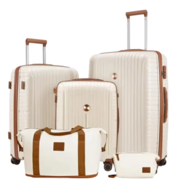 Pi1229 PP Hard Shell Lightweight Durable Luggage Sets, Travel Suitcase with Duffel Bag and Toiletry Bag, TSA Lock, Spinner Wheels