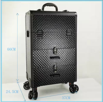 Pi1279 Luxury Cosmetic Box Large Capacity Suitcae Embroidery Toolbox Multilayer Professional Trolley Makeup travel rolling luggage