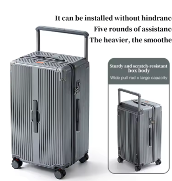 L424 LEE Wide-Handle Large-Capacity Zippered Rolling Luggage with 5-Wheel System - Ideal for International Carry-On Travel