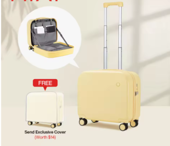 P1364 Mixi Carry On Suitcase 16 Inch Men Boarding Cabin Women Luggage Rolling Spinner Wheels Travel Bag 34L 100% PC Lightweight