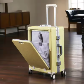 L496 COLENARA Suitcase on Wheels 20"24Inch Front Opening Laptop Boarding Case USB Charging Trolley Case PC Password Box Cabin Luggage