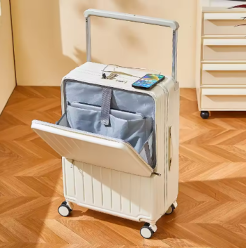P1465 COLENARA ABS+PC Suitcase Front Opening Aluminum Frame Boarding Box USB Charging Trolley Case 20"24"26 Inch Cabin Luggage