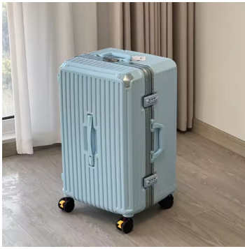L406 sushimu Suitcase Wide Handle Travel Suitcase Men 20 24 26 Carry-On Luggage Women PC Aluminum Frame Trolley Case