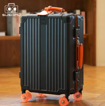 L411 SUSHIMU Suitcase Wide Handle Travel Suitcase Men 20 24 Carry-On Luggage Women PC Aluminum Frame Trolley Case
