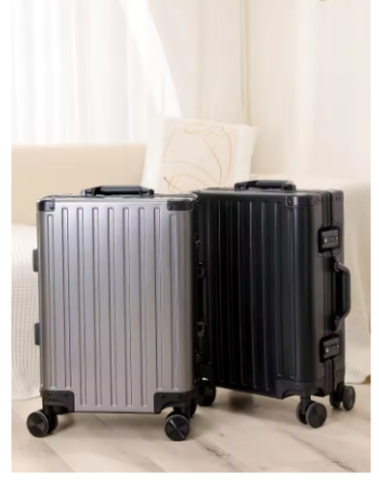 L413 All-aluminum-magnesium alloy suitcase: women's 24-inch aluminum-framed swivel trolley case, men's 20-inch boarding travel metal