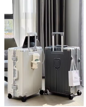 P1385 SUSHIMU Carry On Luggage with Cup Phone Holder Hard Shell Rolling Travel Suitcase with Spinner Wheels 20 24 26 Inch