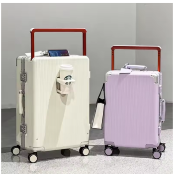 P1379 sushimu Suitcase Wide Handle Travel Suitcase Men 20 24 Carry-On Luggage Women PC Aluminum Frame Trolley Case