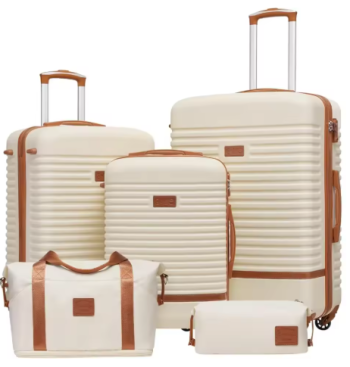 Suitcase Set 3 Piece Luggage Set Carry On Travel Luggage TSA Lock Spinner Wheels Hardshell Lightweight Luggage Set(White)