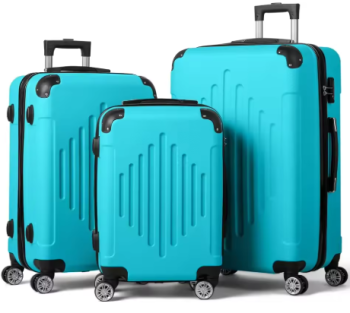 L385 Set 3 Piece Suitcase Sets with TSA Lock Moulded Corner 4 Spinner Wheels, ABS Hardside Trolley Travel Case for Carry