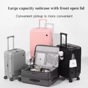 L418 SUSHIMU Trolley Case Travel Suitcase Boarding Case Password Box Suitcase Portable Wheel Rolling Luggage Bag Front opening
