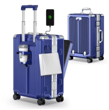 Pi1284 Airline Approved 22 inch Carry On Luggage,Aluminum Framed Carry On Suitcase with Front Open Laptop Compartment/Pocket