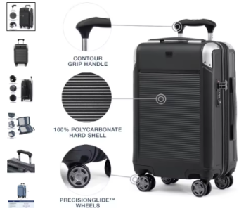 Pi1288 Platinum Elite Hardside Expandable Carry on Luggage Polycarbonate Suitcase, Shadow Black, Compact Carry on 20-Inch