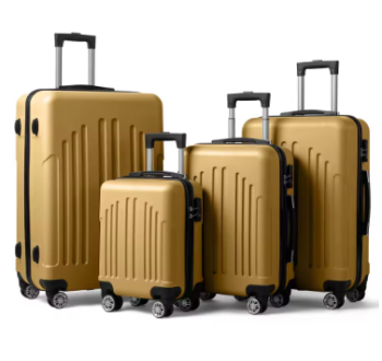 TH043 Curved Vertical Stripe 4-in-1 Trolley Case - Mustard Yellow