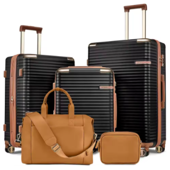 TH045 Luggage Sets, Expandable Hard Shell Suitcase Set,TSA Lock, Spinner Wheels, Leather Travel Tote Bag and Small Cosmetic Bag